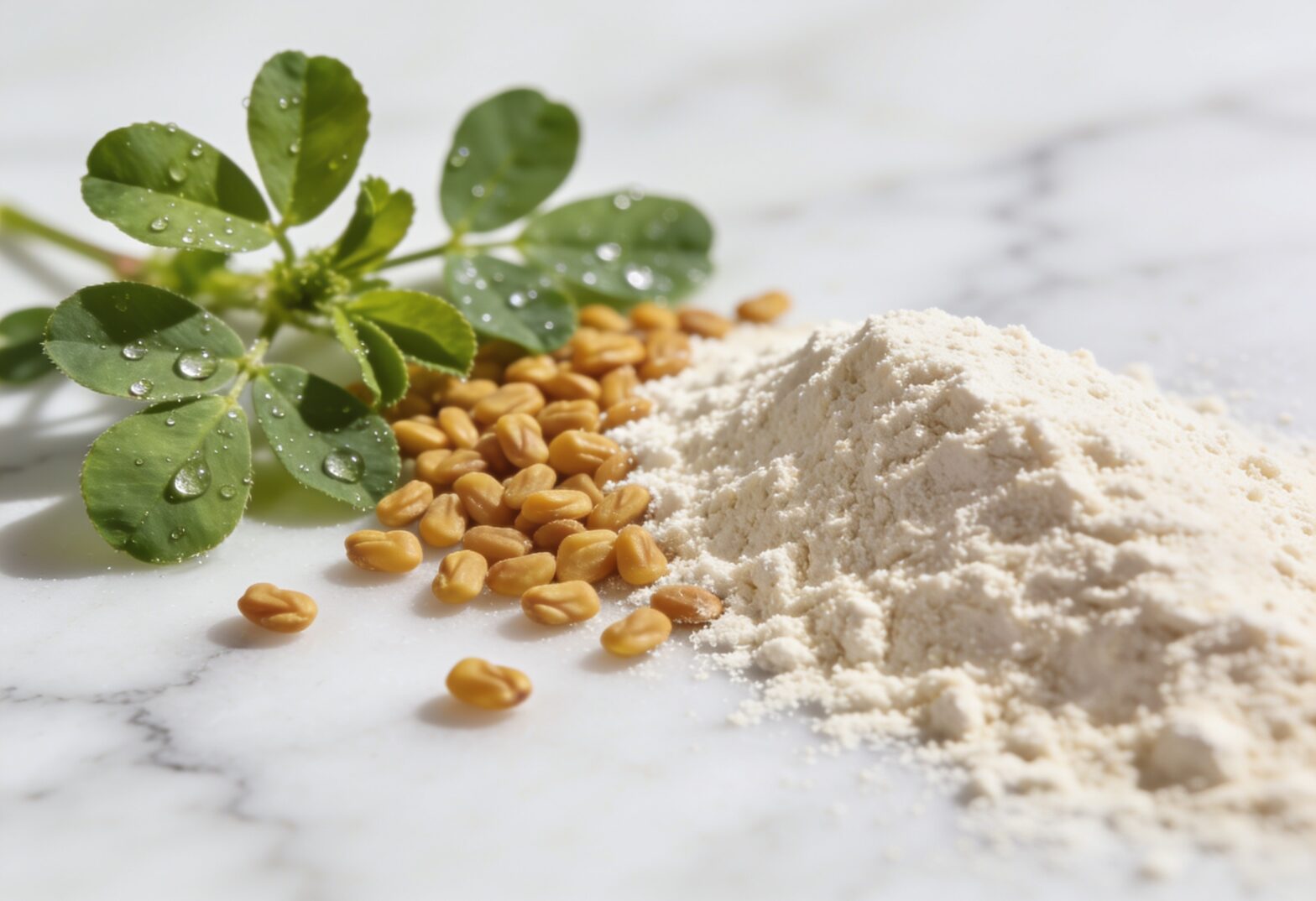 Fenugreek seeds and leaves with galactomannan soluble fiber powder (SUNCOL-20FD)